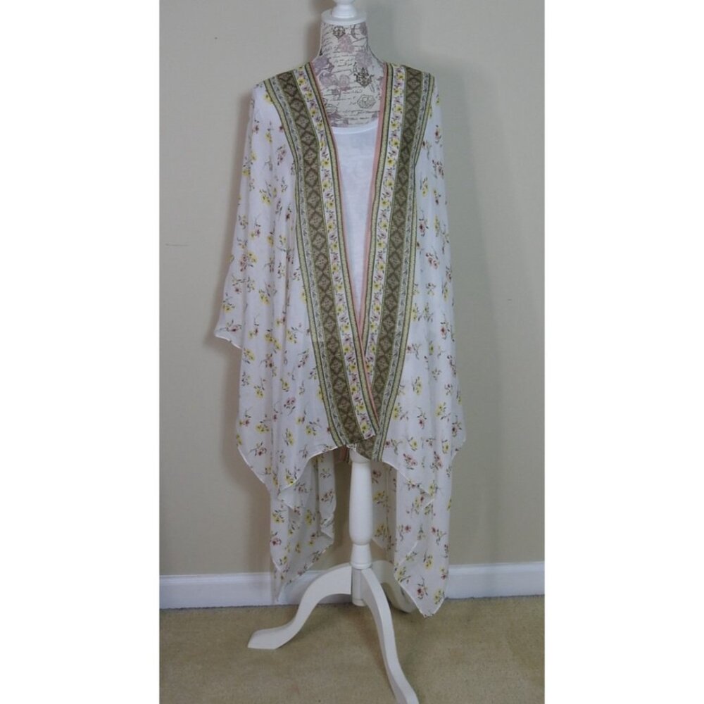 New Est 1946 Kimono Cardigan Skirt Set Boho Floral Duster Maxi Outfit Sz M 3pc - Picture 5 of 14
